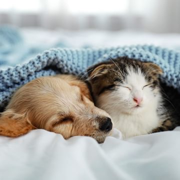 Dog and cat at home