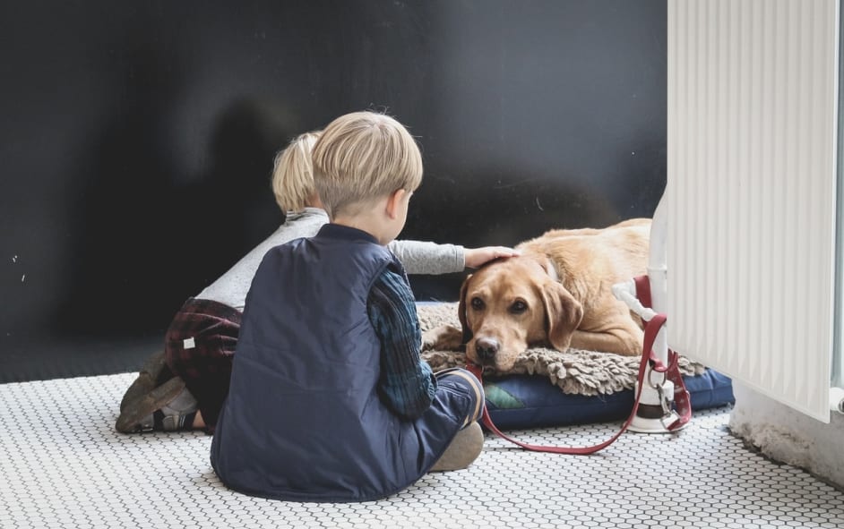 Kids with dog